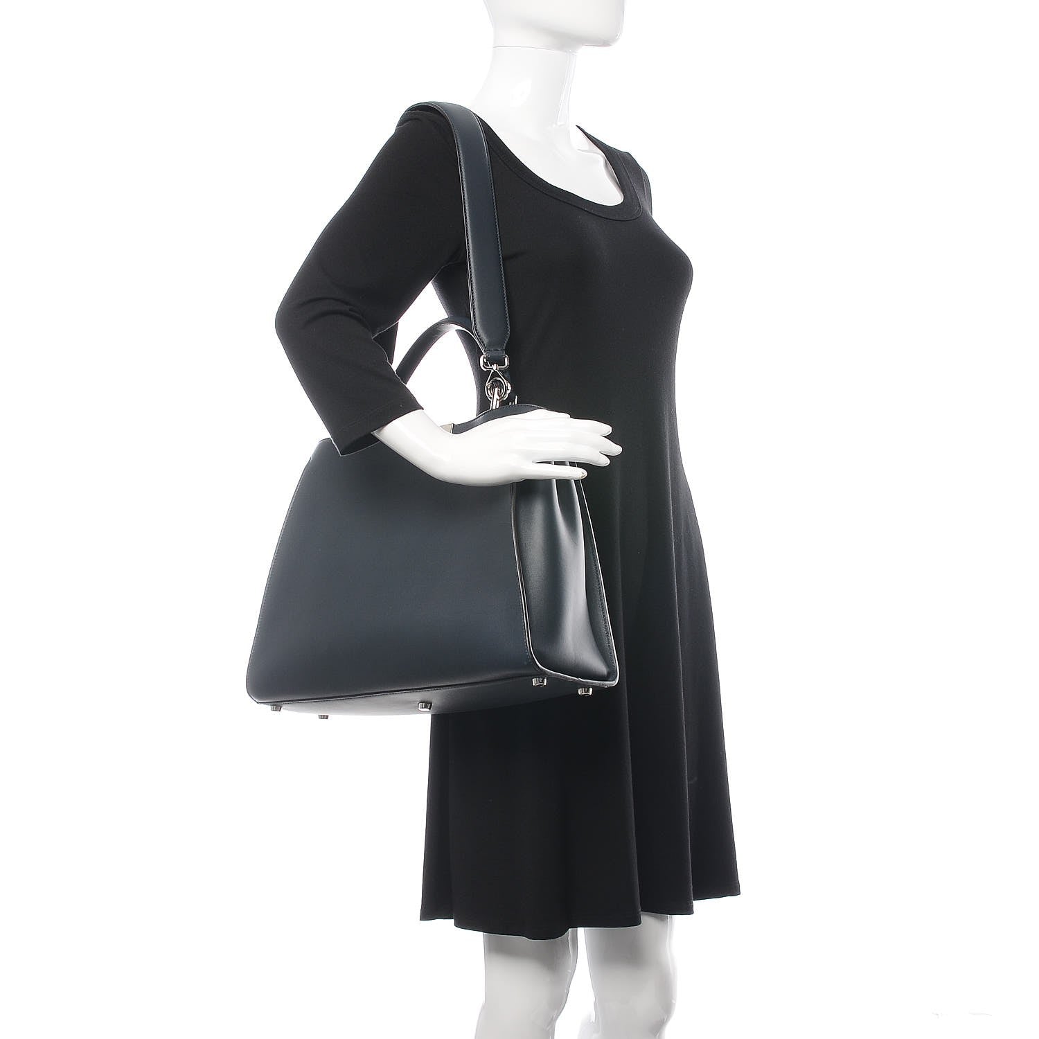 Fendi Vitello Tahiti Burro Large Peekaboo Iconic Essentially Satchel Blue Notte Grigio Perla 2 of 9