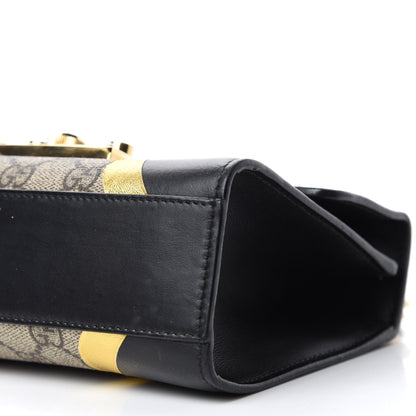 Gucci Calfskin GG Supreme Monogram Small Padlock Shoulder Bag Black Gold 7 of 17