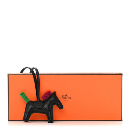Hermes Milo Lambskin Horse Hair Grigri Rodeo Punk Horse Bag Charm PM Black Menthe Magnolia 6 of 6