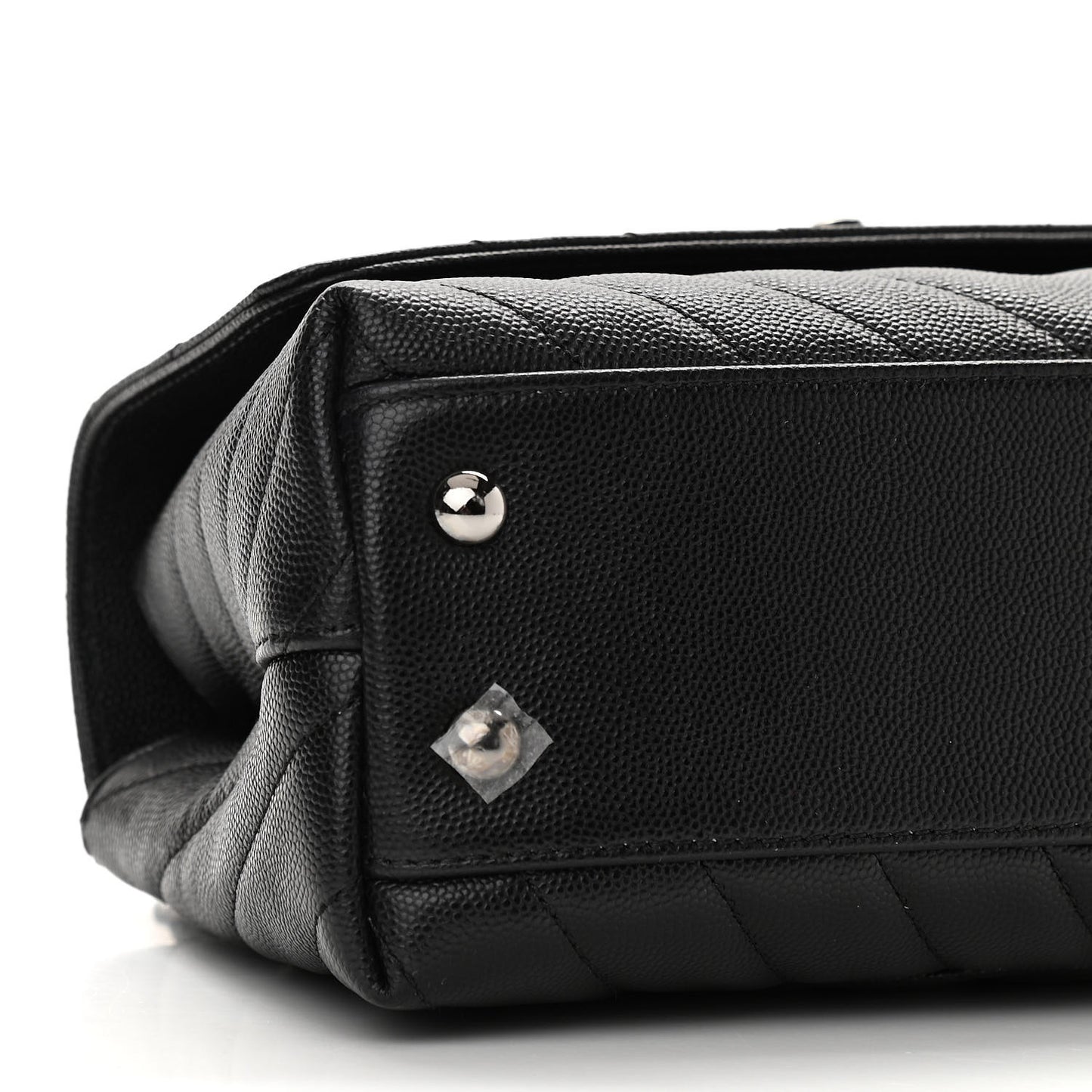 Caviar Chevron Quilted Mini Coco Handle Flap Black