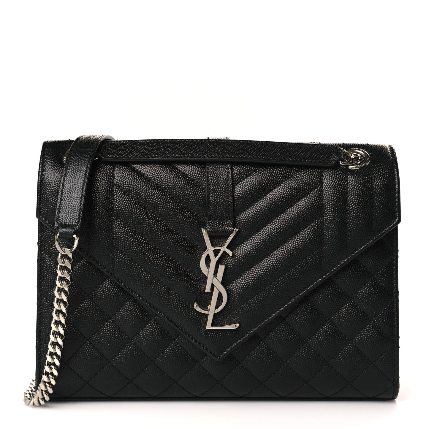 Grain De Poudre Textured Mixed Matelasse Triquilt Medium Monogram Satchel Black