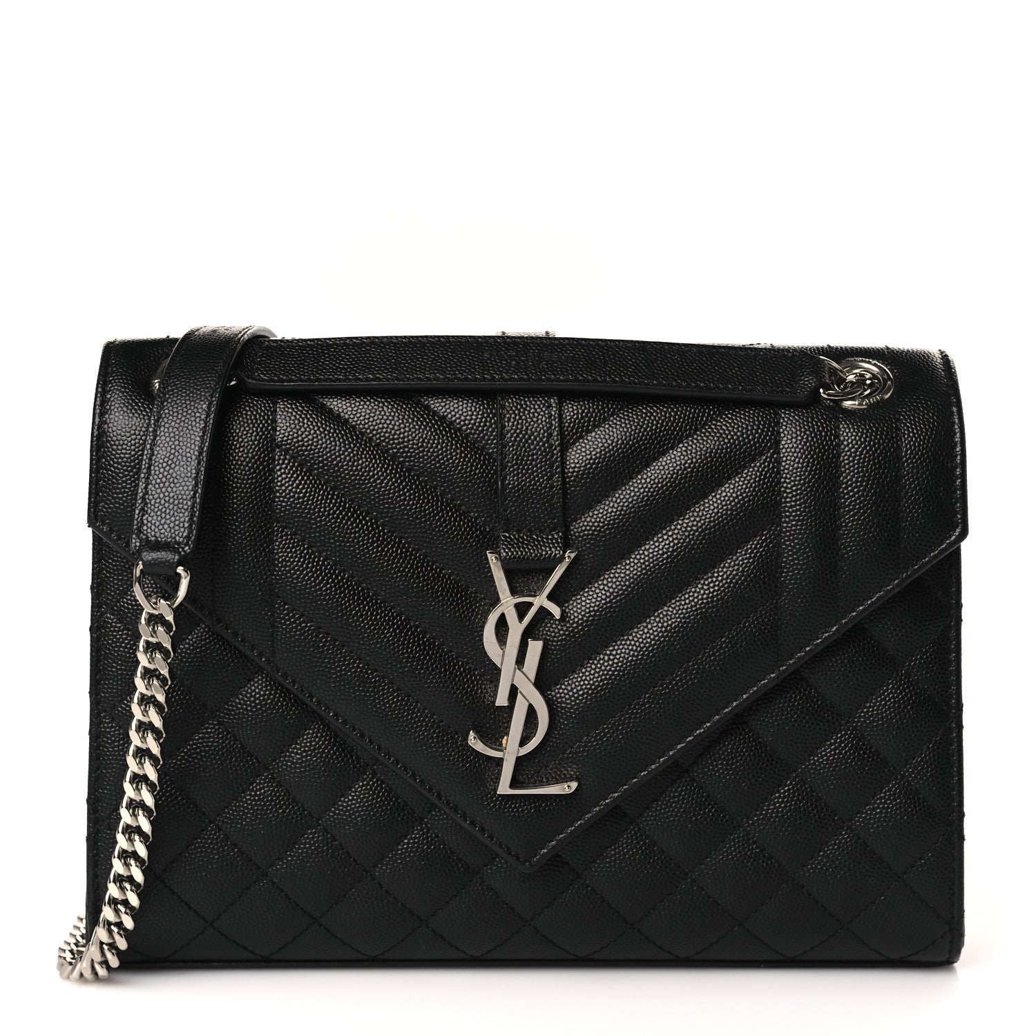 Saint Laurent Grain De Poudre Textured Mixed Matelasse Triquilt Medium Monogram Satchel Black 1 of 7