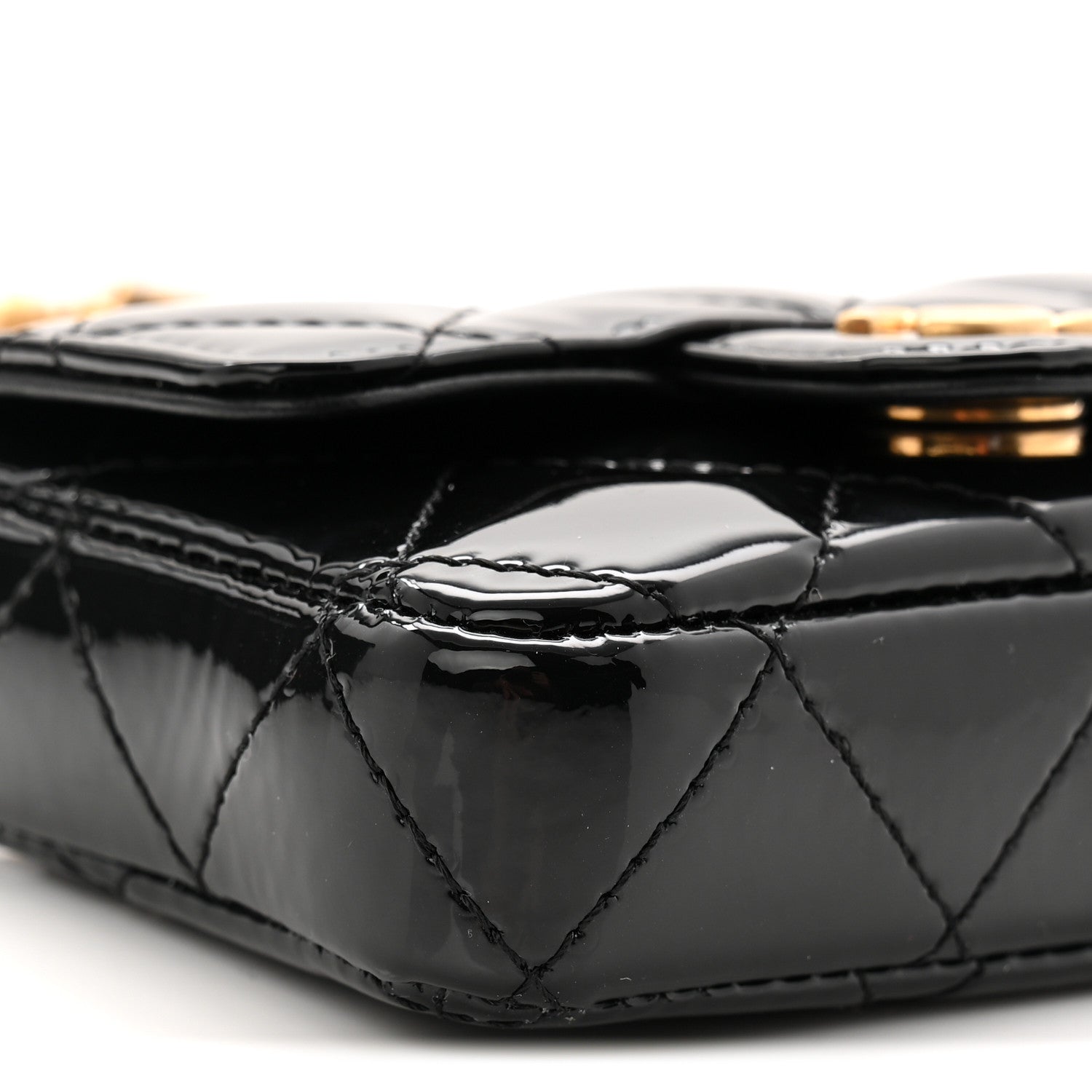 Chanel Patent Enamel Quilted Coco Hearts Clutch With Chain Black 10 of 12