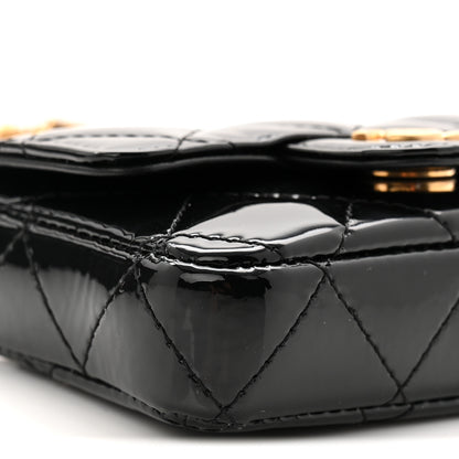 Chanel Patent Enamel Quilted Coco Hearts Clutch With Chain Black 10 of 12