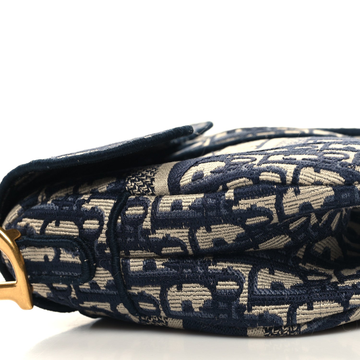 Christian Dior Oblique Embroidered Saddle Bag Blue 9 of 12