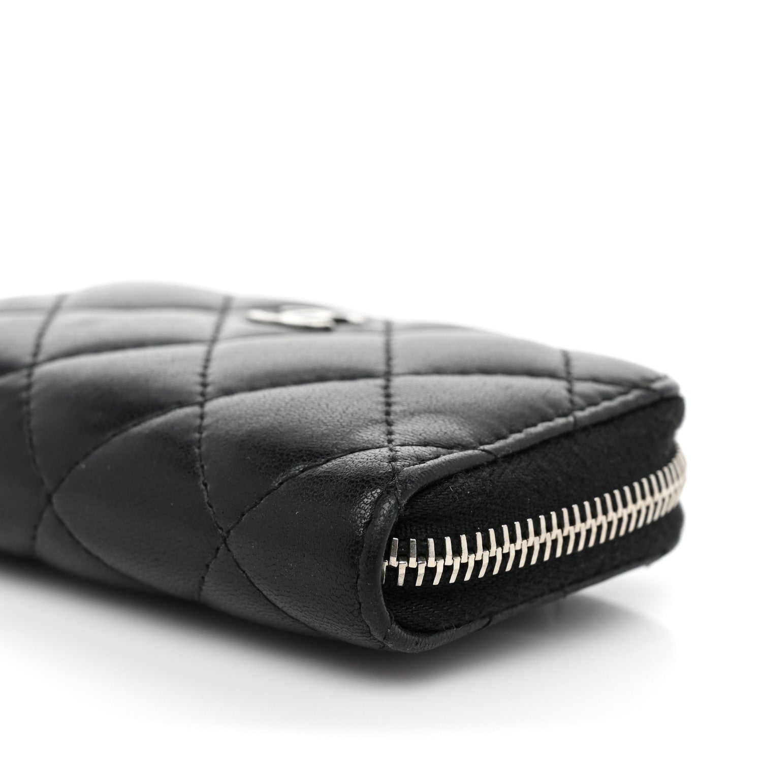 Chanel Lambskin Quilted Zip Coin Purse Black 10 of 14