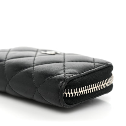 Chanel Lambskin Quilted Zip Coin Purse Black 10 of 14