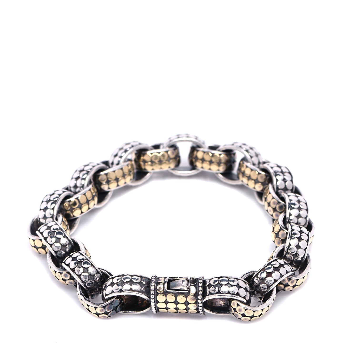 Sterling Silver 18K Yellow Gold Dot Link Bracelet