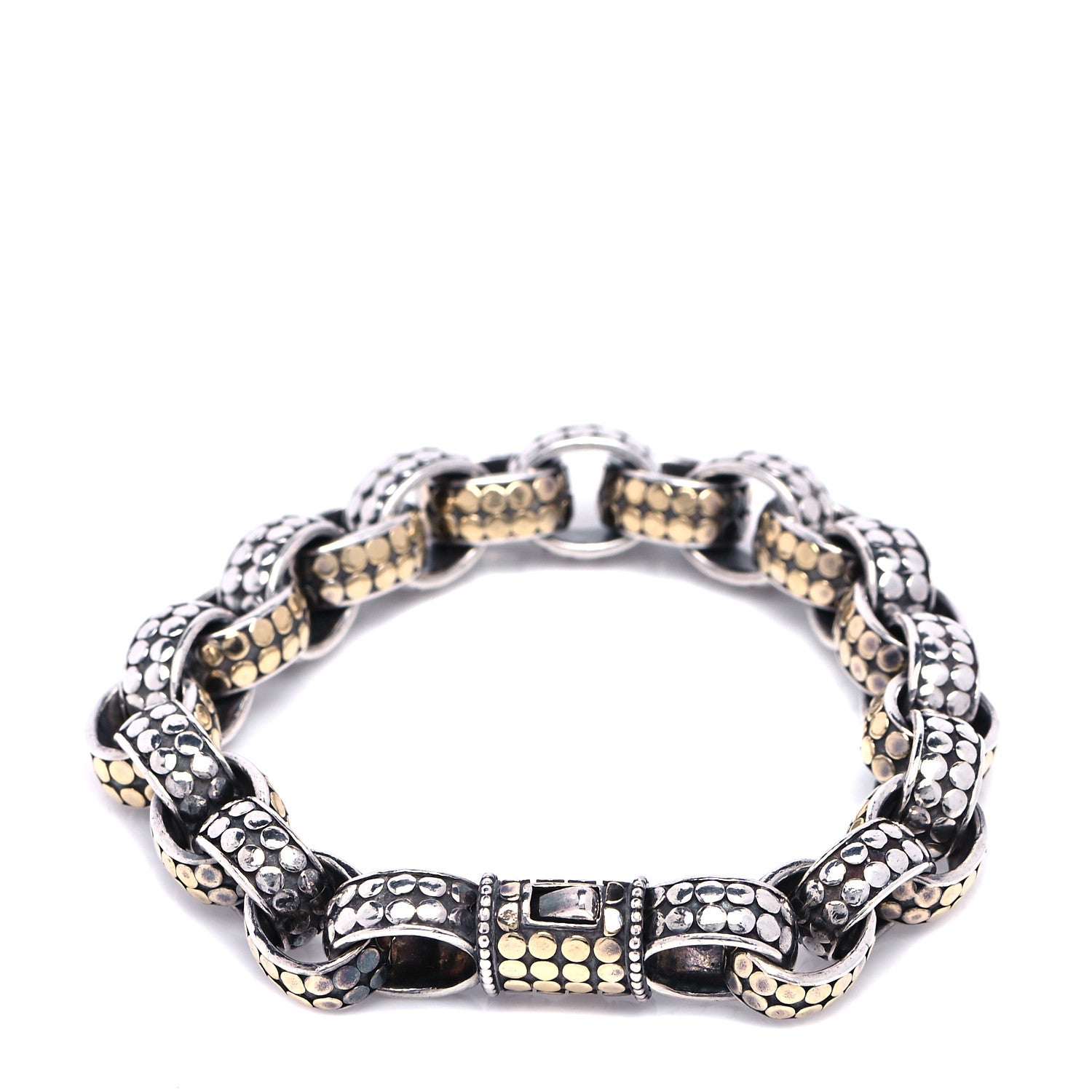 John Hardy Sterling Silver 18K Yellow Gold Dot Link Bracelet 3 of 4