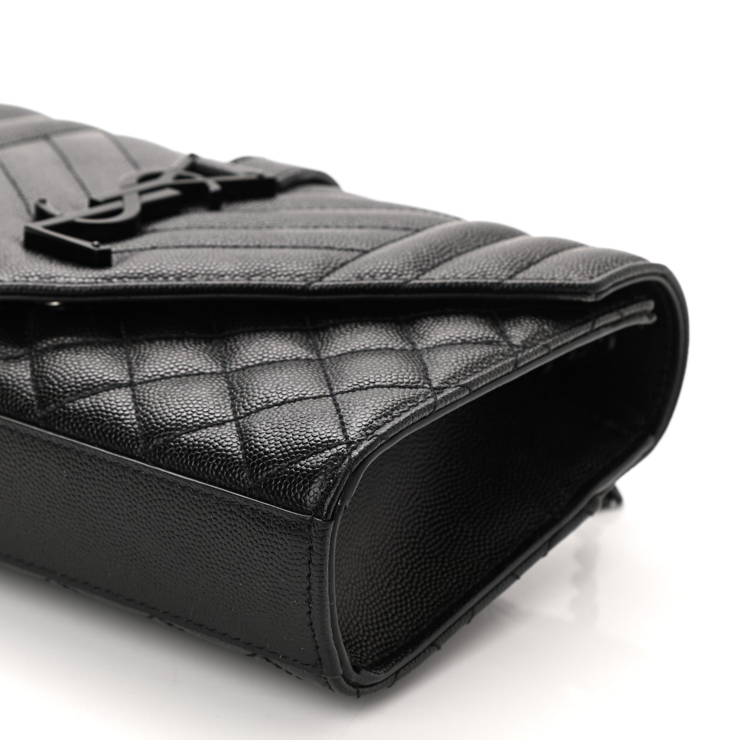 Grain De Poudre Textured Mixed Matelasse Triquilt Small Monogram Satchel Black