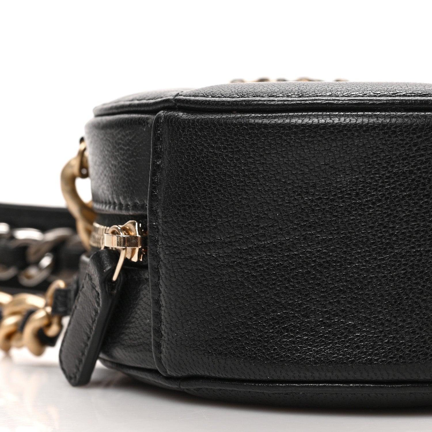 Chanel Shiny Goatskin Quilted Chanel 19 Round Clutch With Chain Black 10 of 11