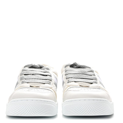 Gucci Calfskin GG Supreme Crystals Web Screener Sneakers 38 White Silver 3 of 9