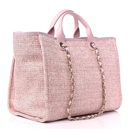 Chanel Lurex Boucle Deauville Medium Tote Pink 3 of 9