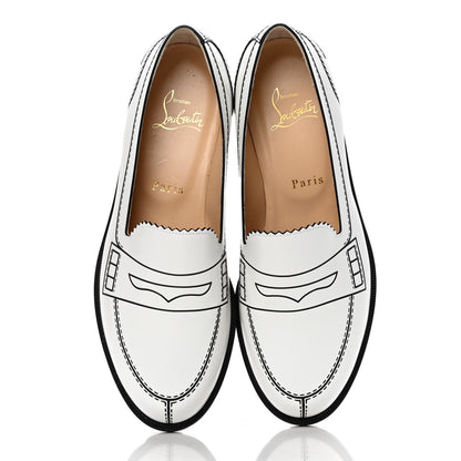 Christian Louboutin Calfskin Women Mocalaureat Tromp L'oeil Loafers 36.5 White 5 of 10