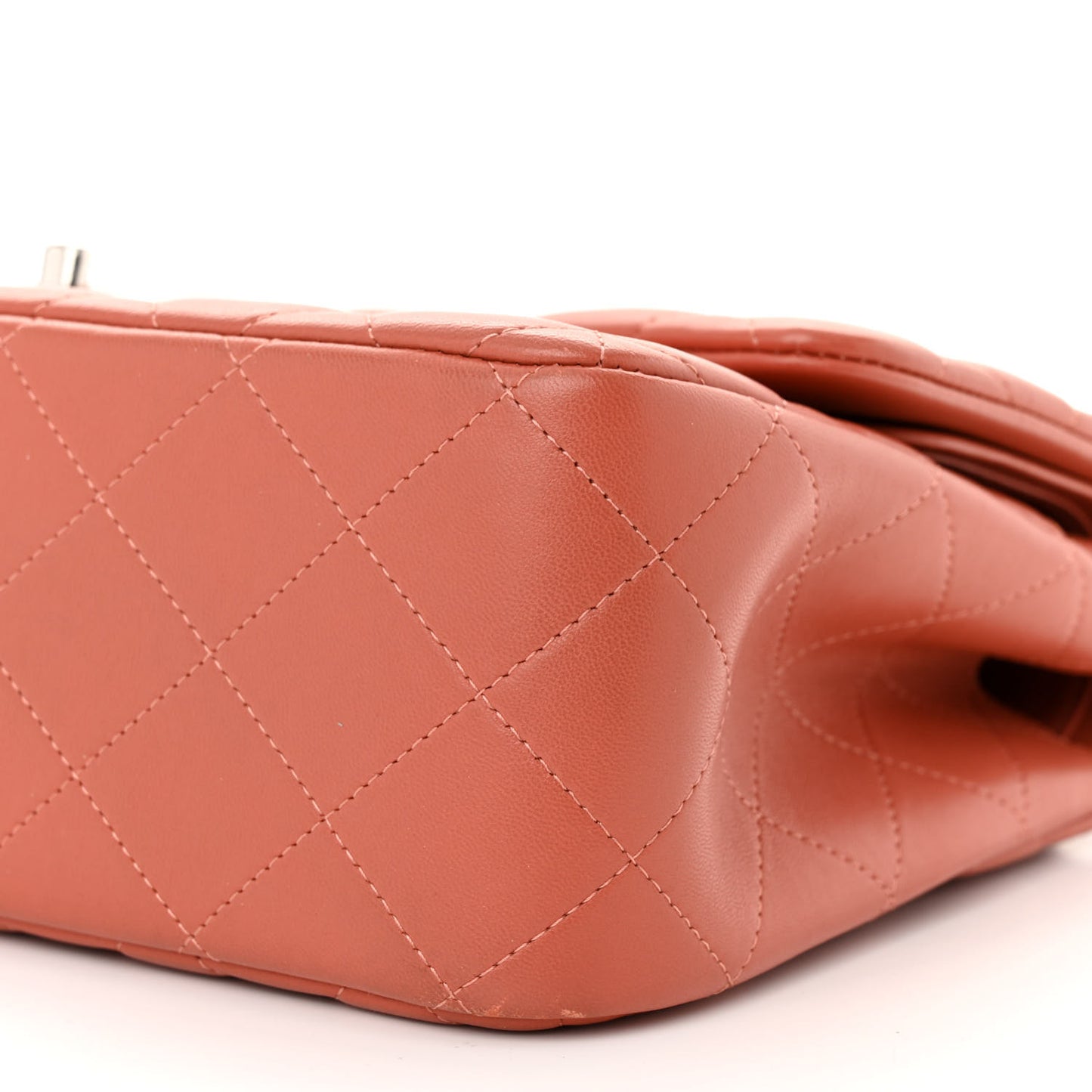 Lambskin Quilted Jumbo Double Flap Orange