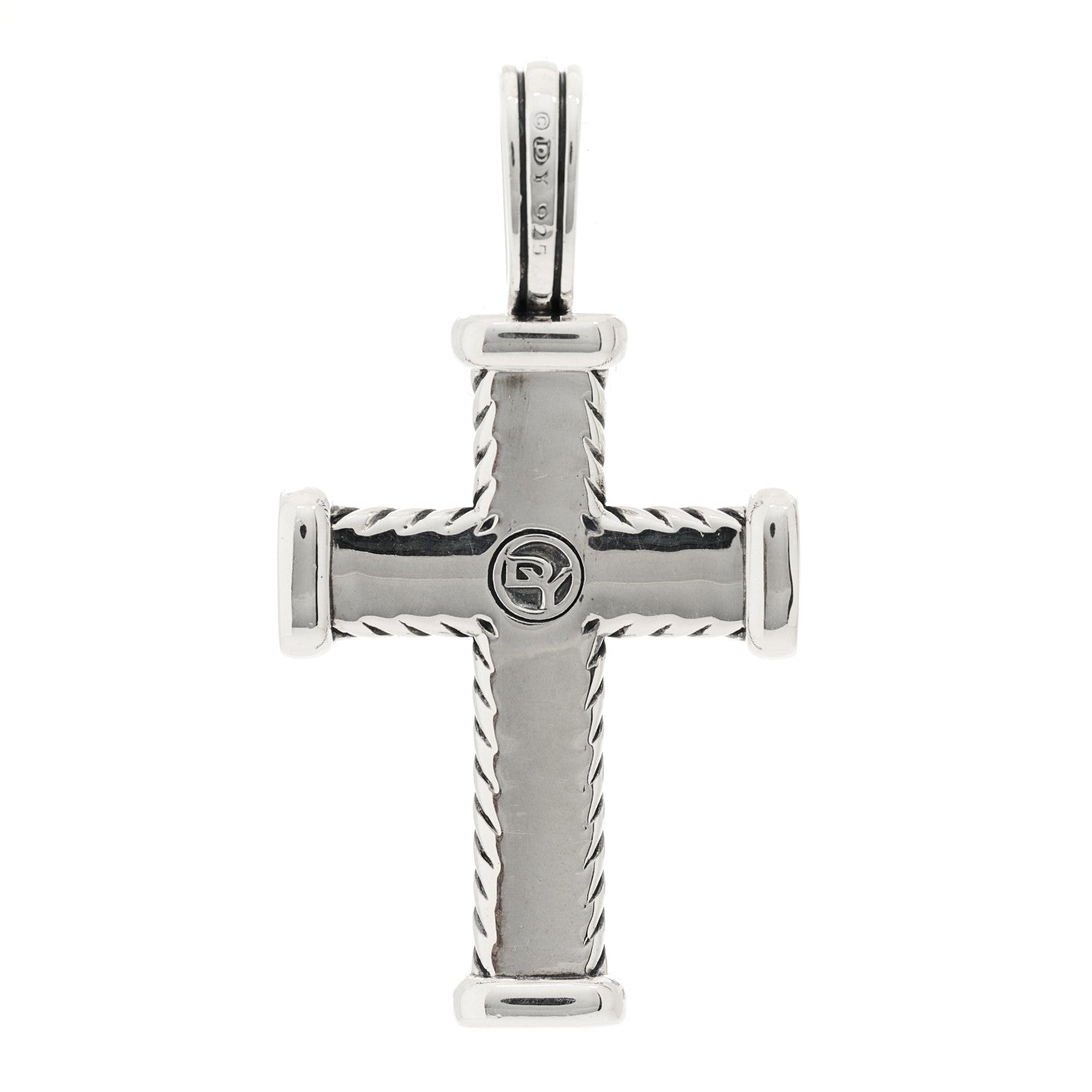 David Yurman Sterling Silver Black Diamond Mens Chevron Cross Pendant 3 of 3