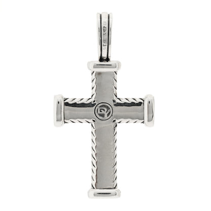David Yurman Sterling Silver Black Diamond Mens Chevron Cross Pendant 3 of 3