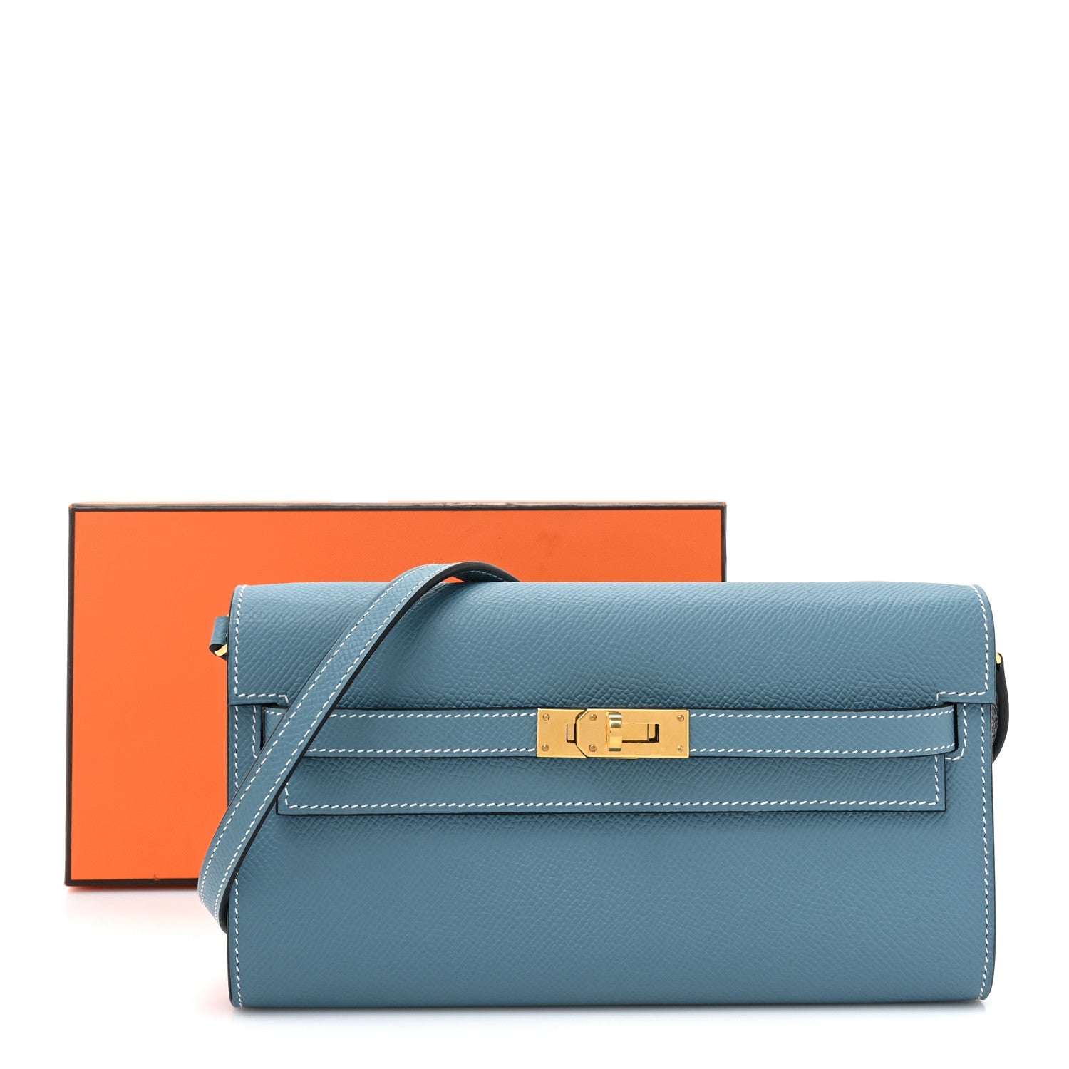 Hermes Epsom Kelly Wallet To Go New Blue Jean 11 of 11