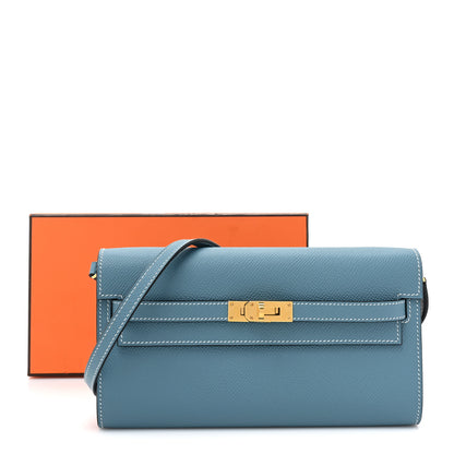 Hermes Epsom Kelly Wallet To Go New Blue Jean 11 of 11
