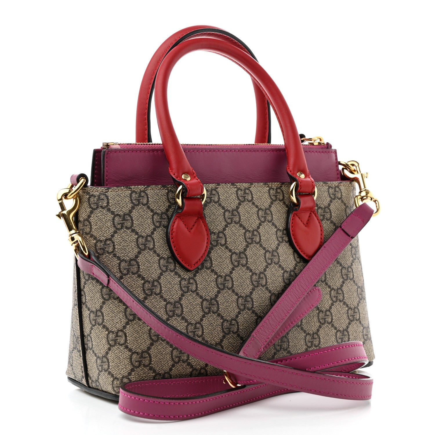 Gucci GG Supreme Monogram Mini Zip Top Tote Beige Dry Rose 3 of 18