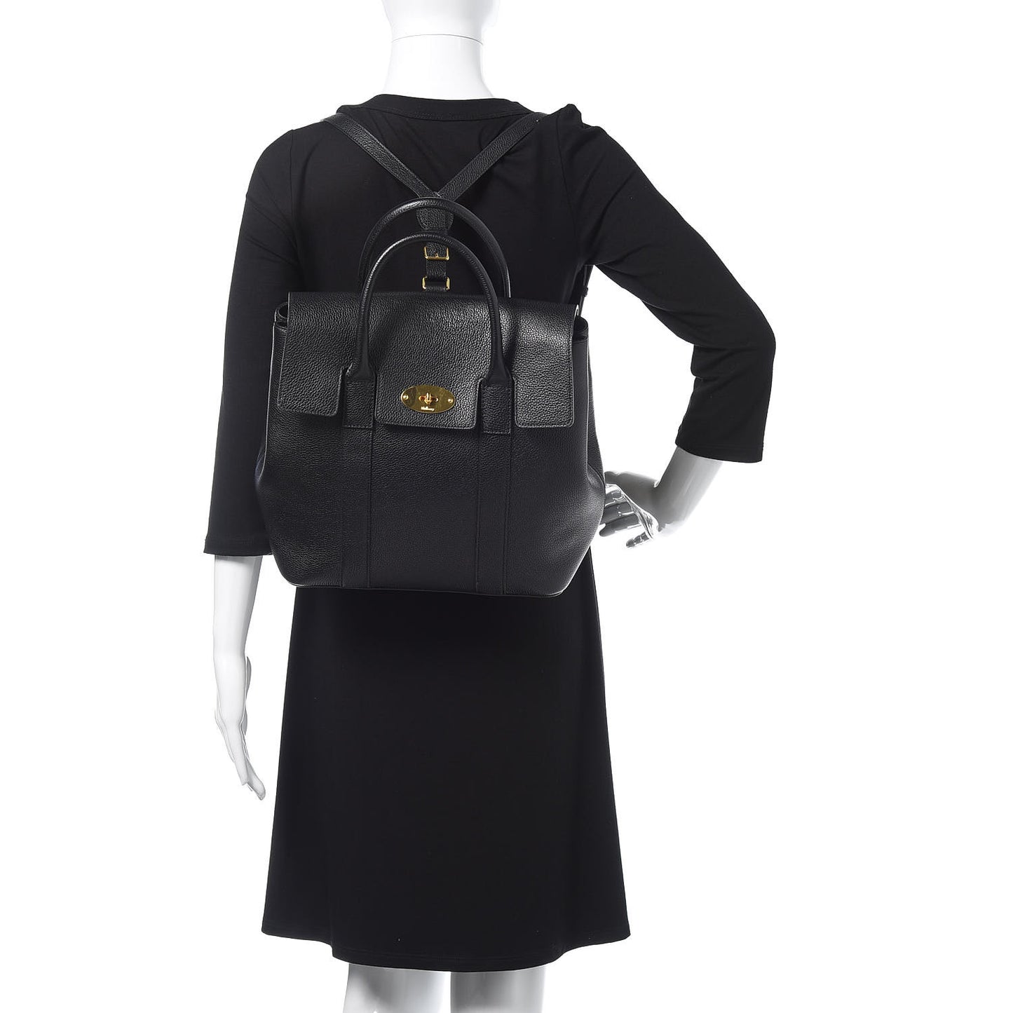 Classic Grain Calfskin Small Bayswater Backpack Black