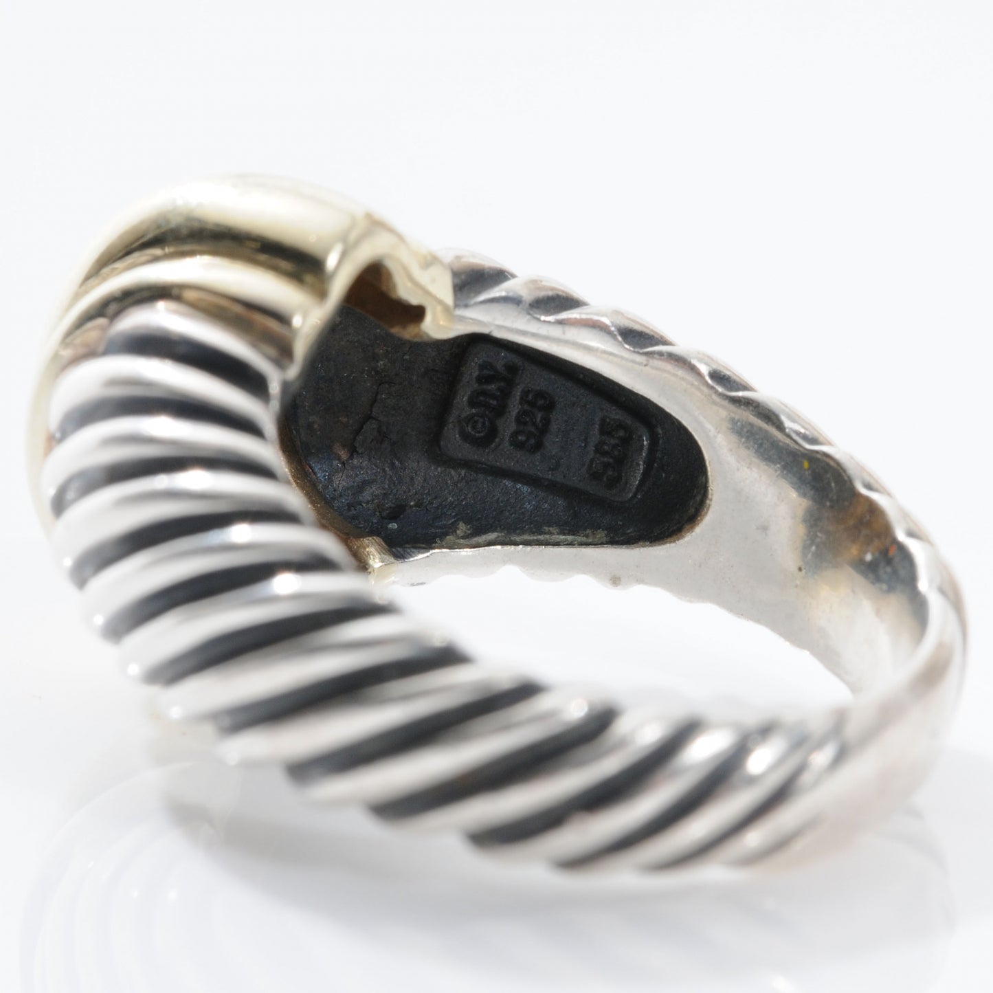 Sterling Silver 14K Yellow Gold Cable Station Ring 54 7