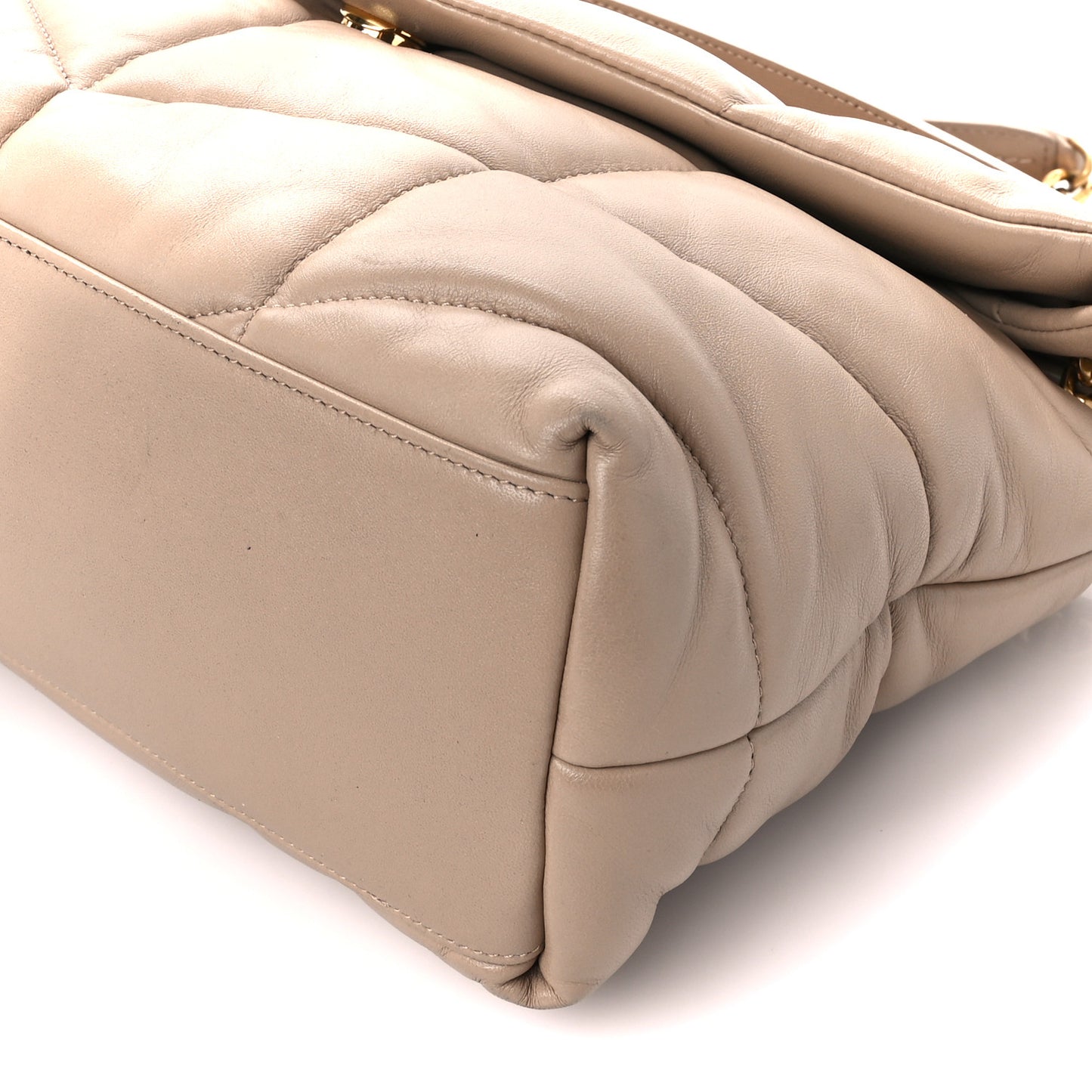 Lambskin Quilted Medium Loulou Puffer Monogram Chain Satchel Dark Beige