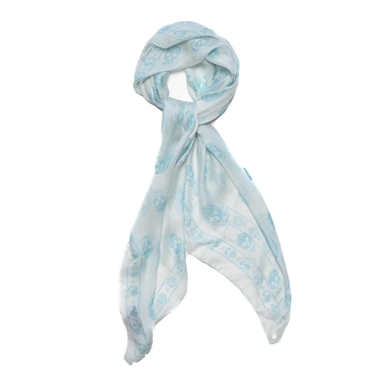 Alexander McQueen Silk Chiffon Skull Scarf Blue 3 of 5