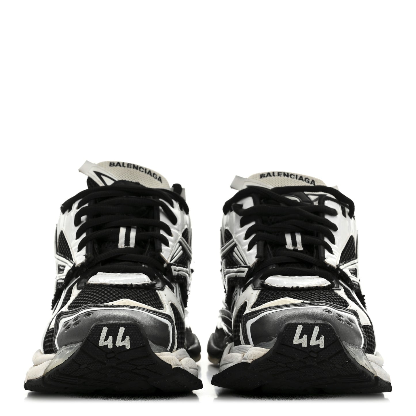 Mesh Rubber Bi-Color Mens Runner Sneakers 44 White Black