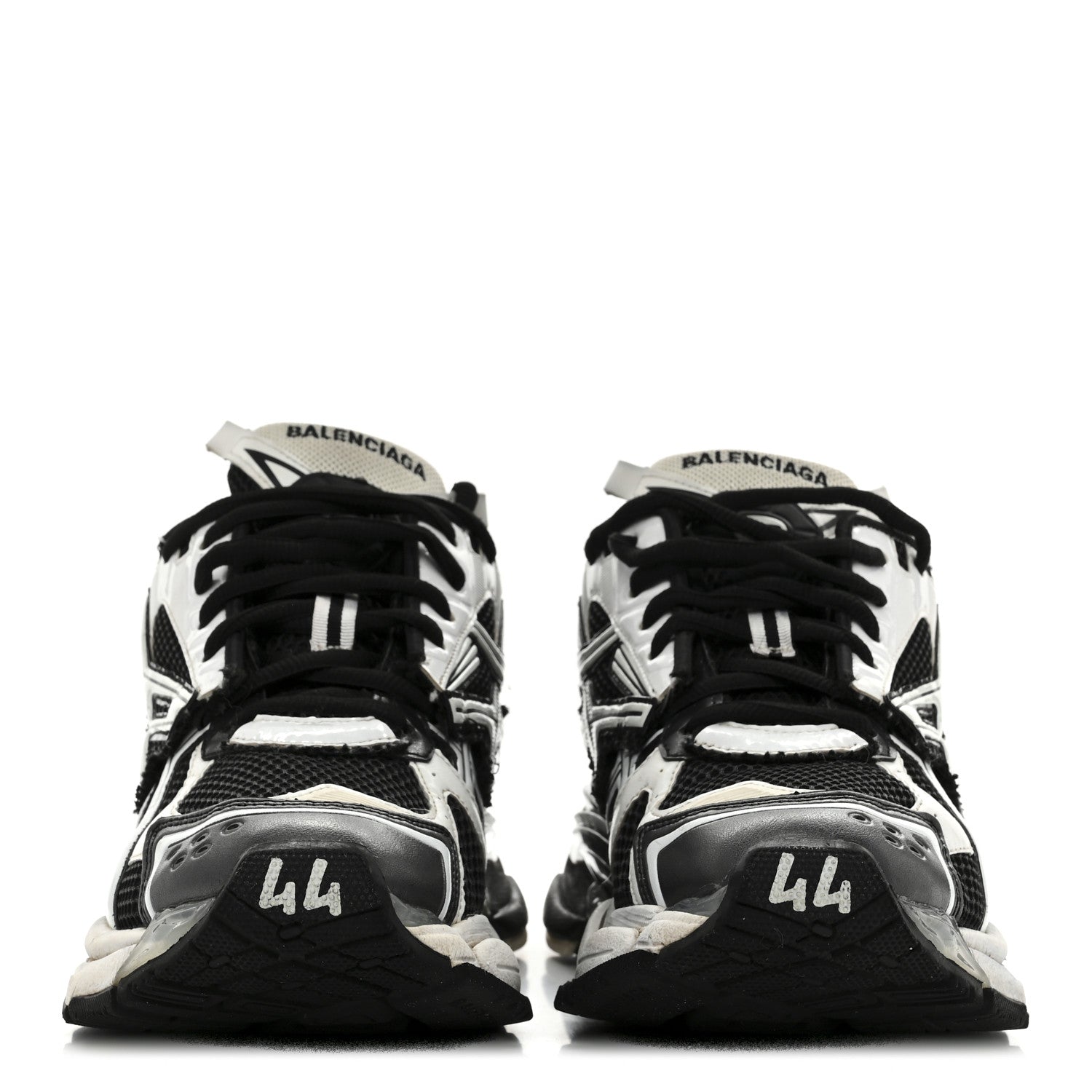 Balenciaga Mesh Rubber Bi-Color Mens Runner Sneakers 44 White Black 3 of 8