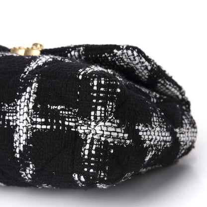Chanel Tweed Quilted Medium 19 Flap Black White 8 of 12