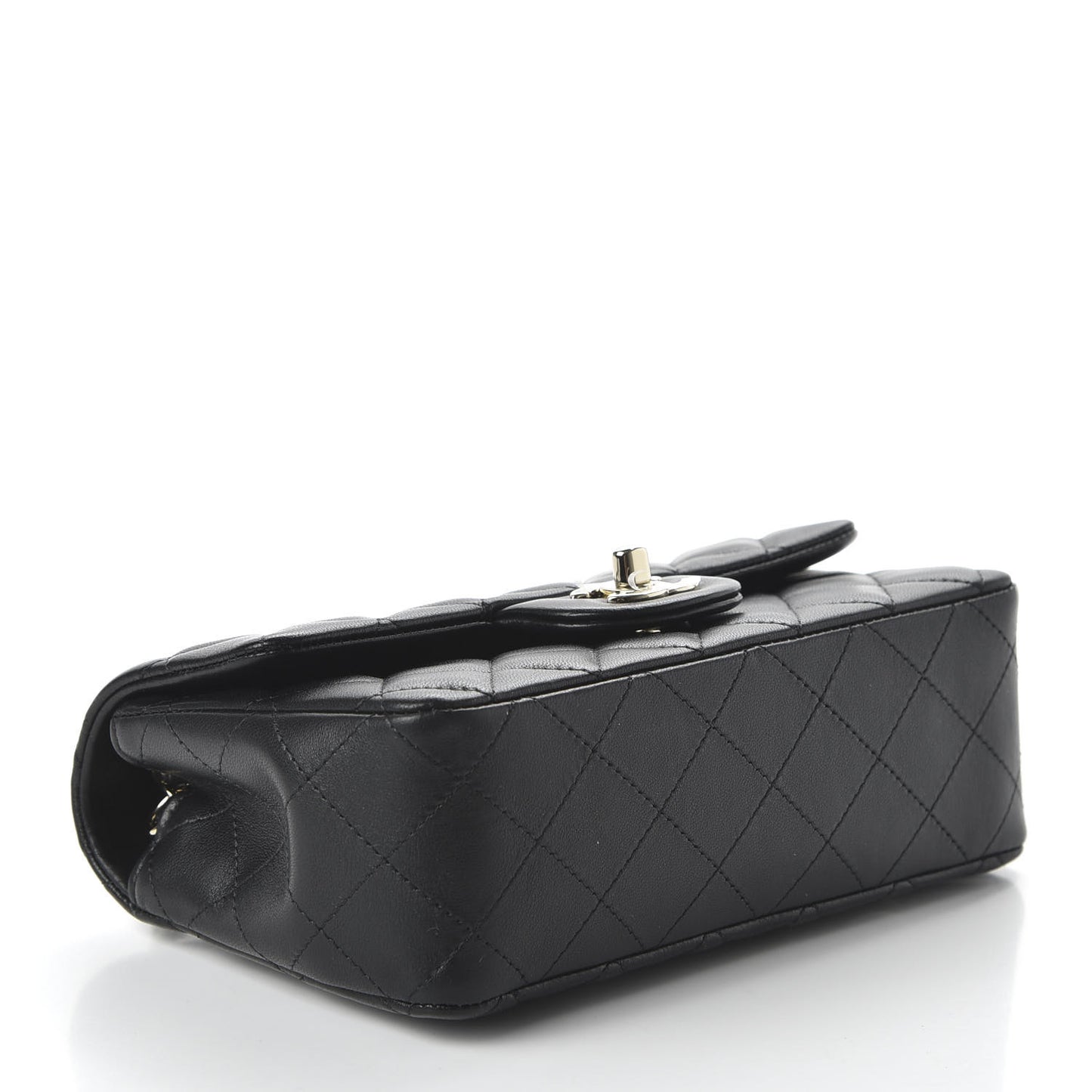 Lambskin Quilted Mini Rectangular Flap Black