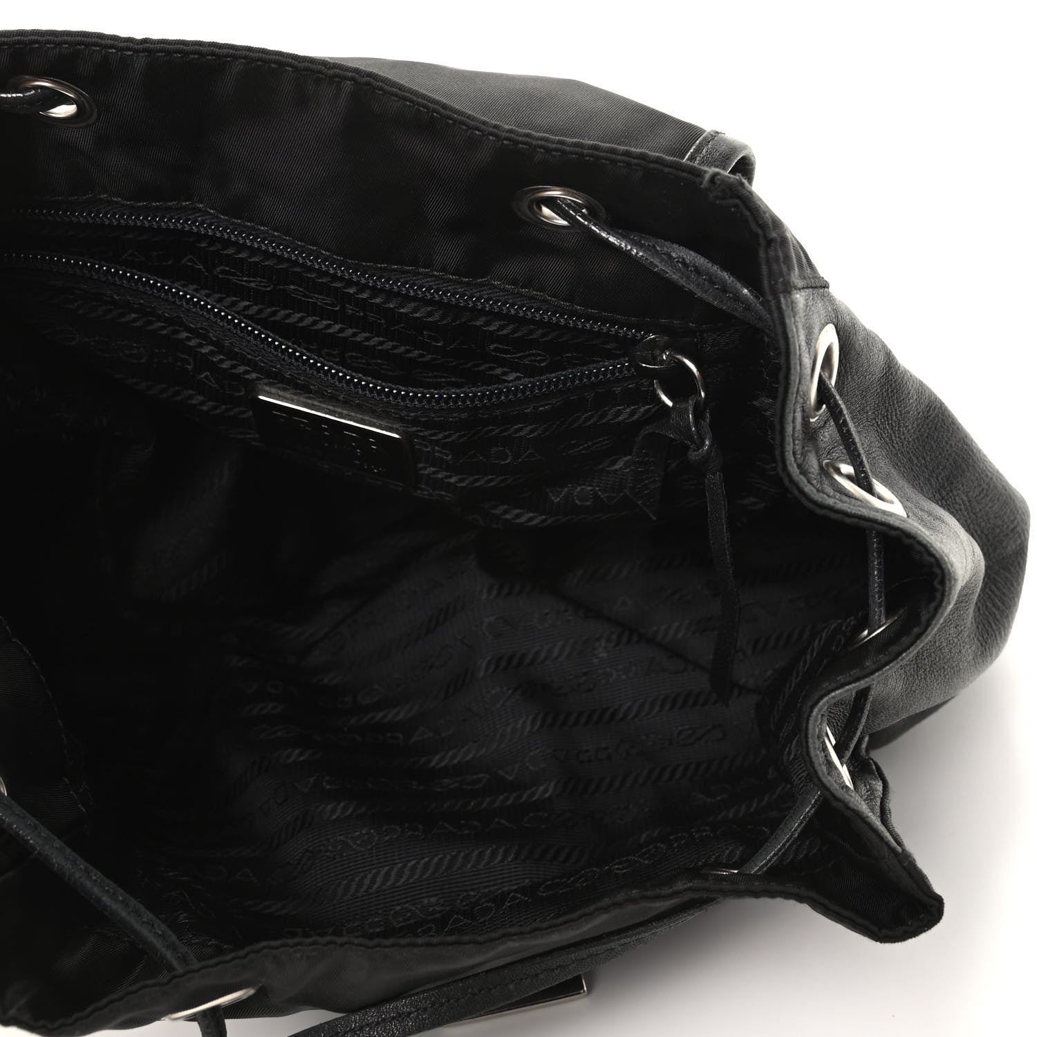 Prada Tessuto Nylon Calfskin Backpack Black 5 of 9