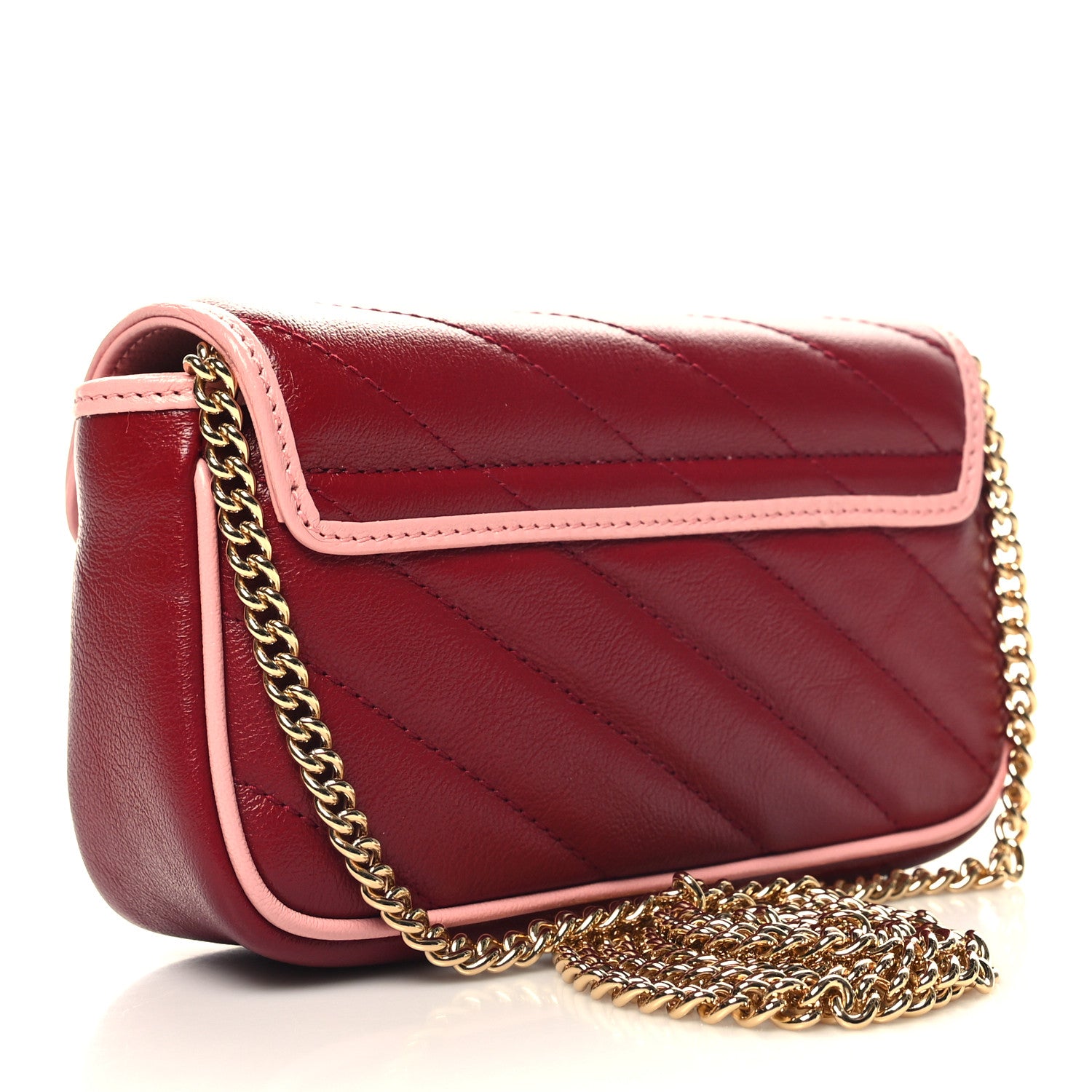 Gucci Azalea Calfskin Enamel Matelasse Diagonal Super Mini Torchon GG Marmont Shoulder Bag New Cherry Red Wild Rose 3 of 11