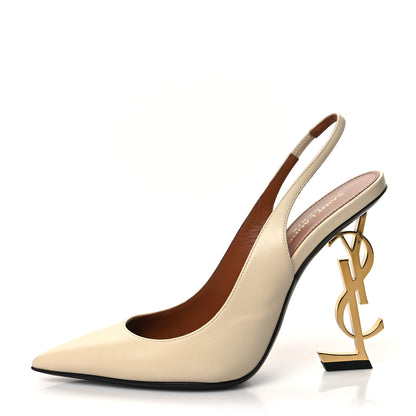 Saint Laurent Calfskin Opyum 110 Slingback Pumps 37 Real Beige 1 of 8