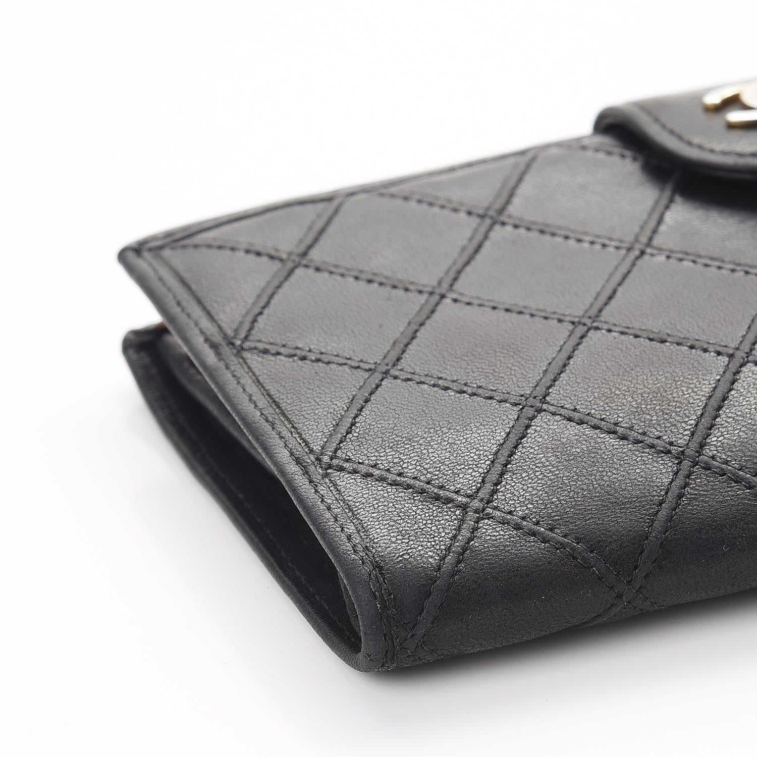 Chanel Lambskin Diamond Stitched French Wallet Black 11 of 13