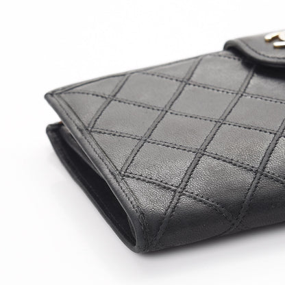 Chanel Lambskin Diamond Stitched French Wallet Black 11 of 13