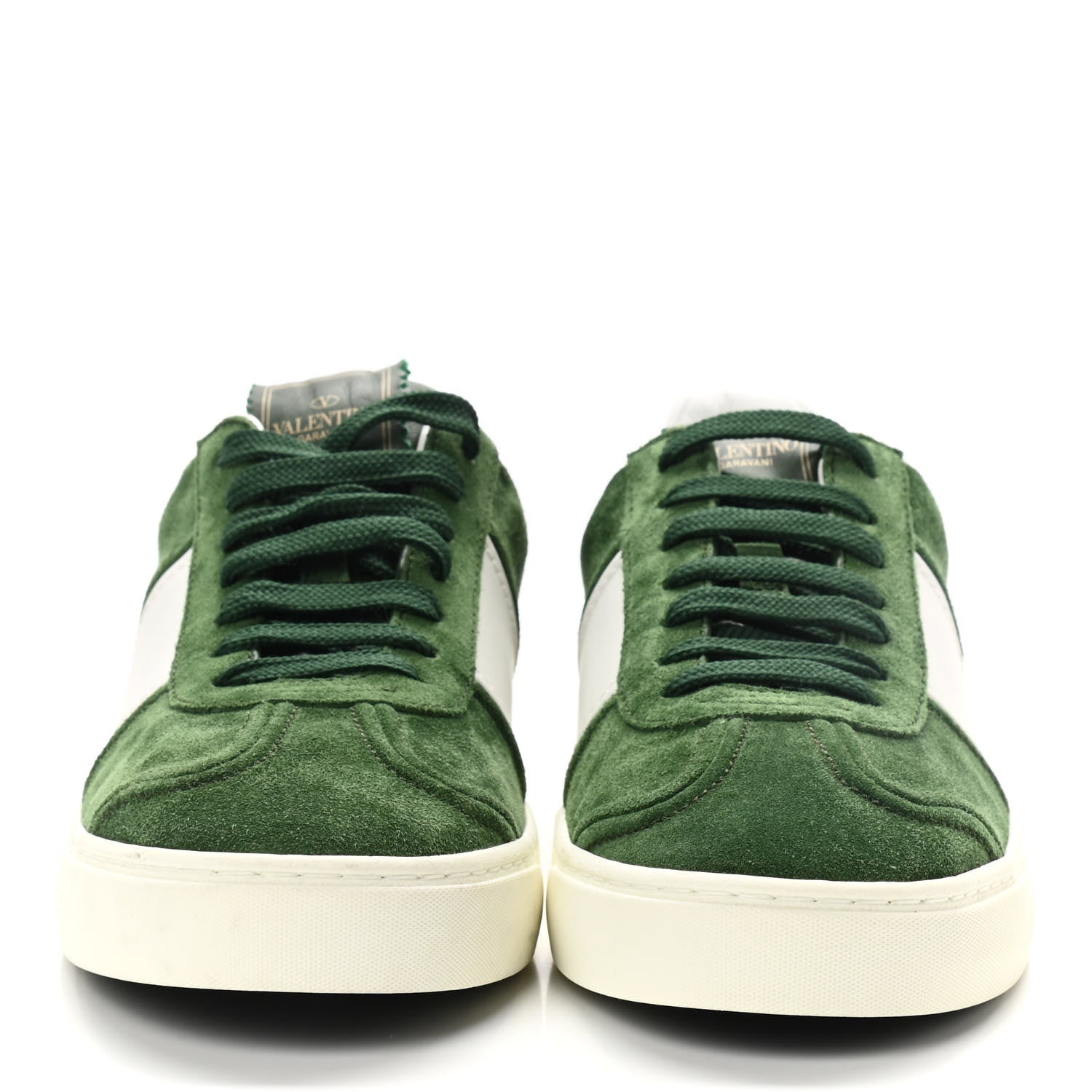 Valentino Garavani Suede Calfskin Mens Rockstud Flycrew Sneakers 41 Olive White 2 of 9