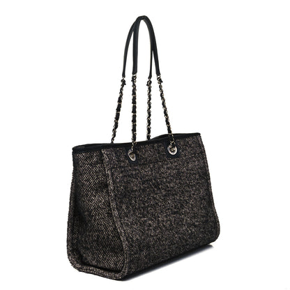 Chanel Mixed Fibers Calfskin Small Deauville Tote Black 3 of 10