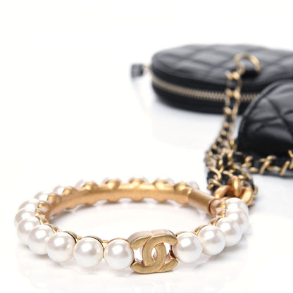 Chanel Pearl Lambskin Pearl Crown CC Wristlet Multi Pouches Black 15 of 16