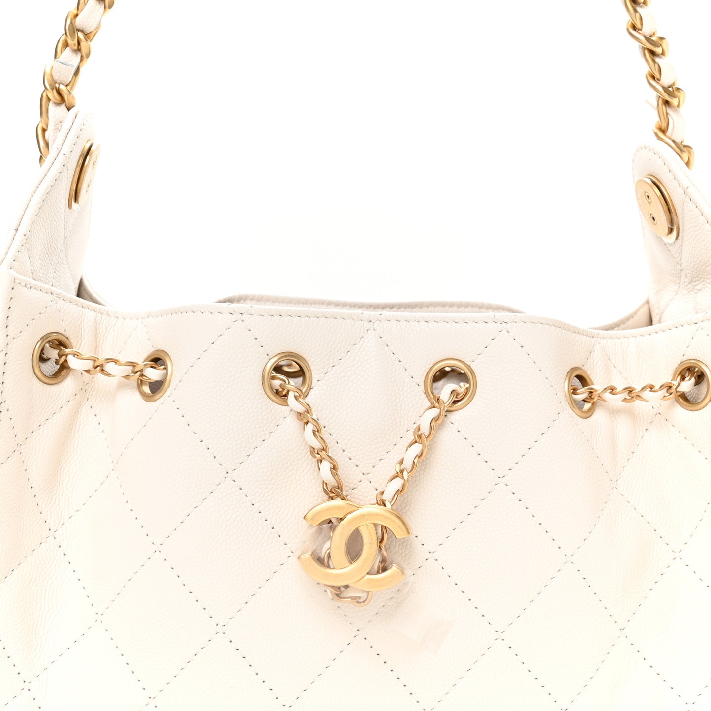 Caviar Quilted Mini Chanel 25 Handbag White