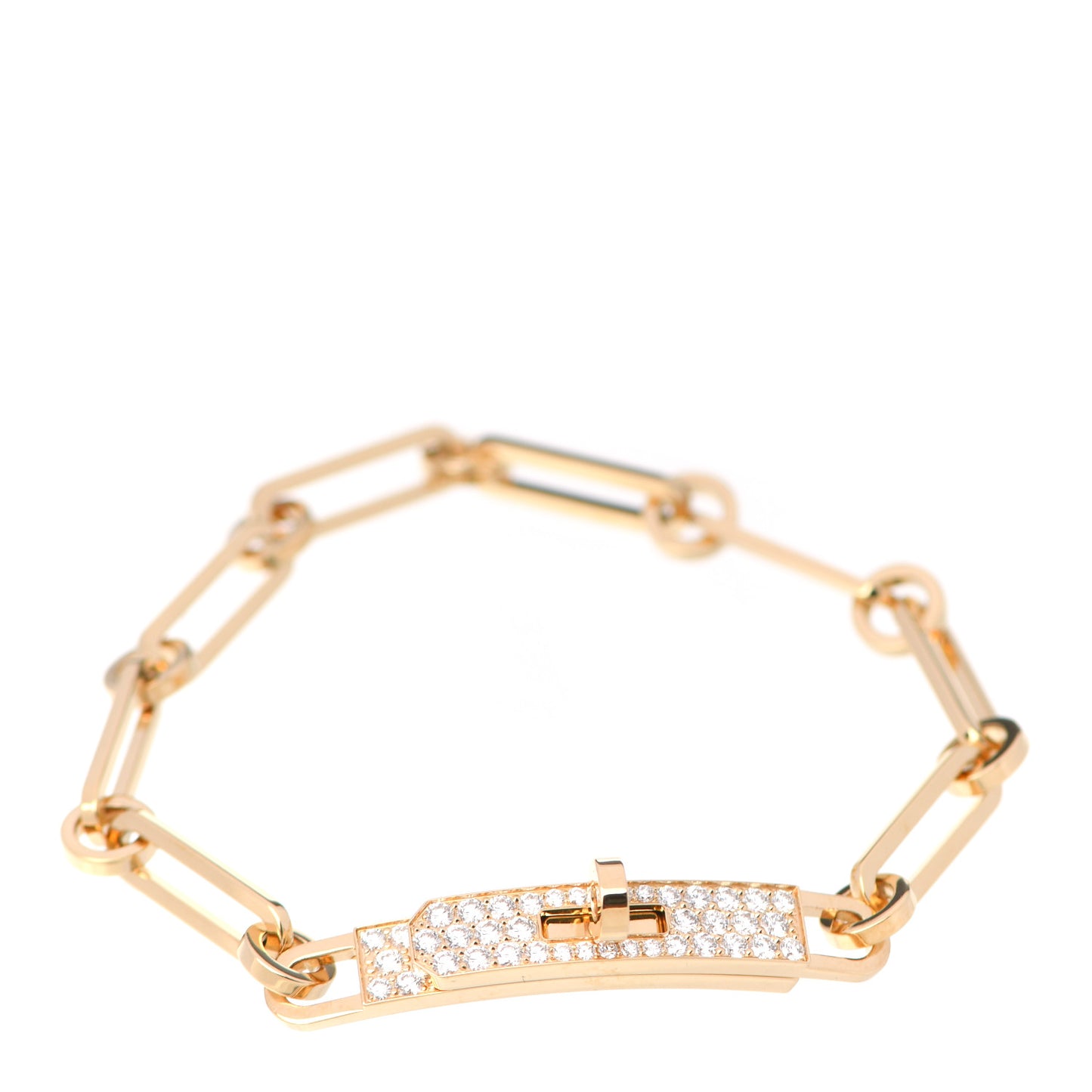 18K Yellow Gold Diamond Pave PM Kelly Chaine Bracelet SH