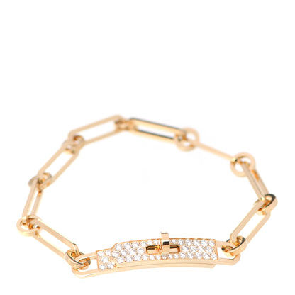 Hermes 18K Yellow Gold Diamond Pave PM Kelly Chaine Bracelet SH 1 of 5
