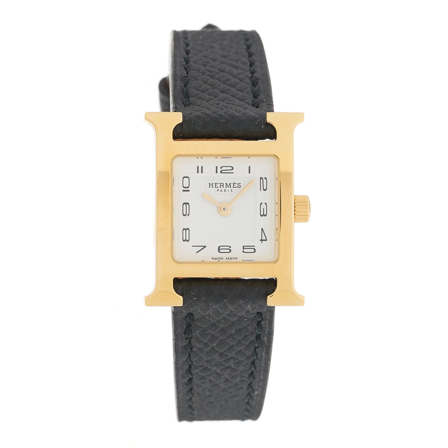 Hermes Stainless Steel Epsom 17.2mm Heure H Hour Quartz Watch Noir 1 of 5