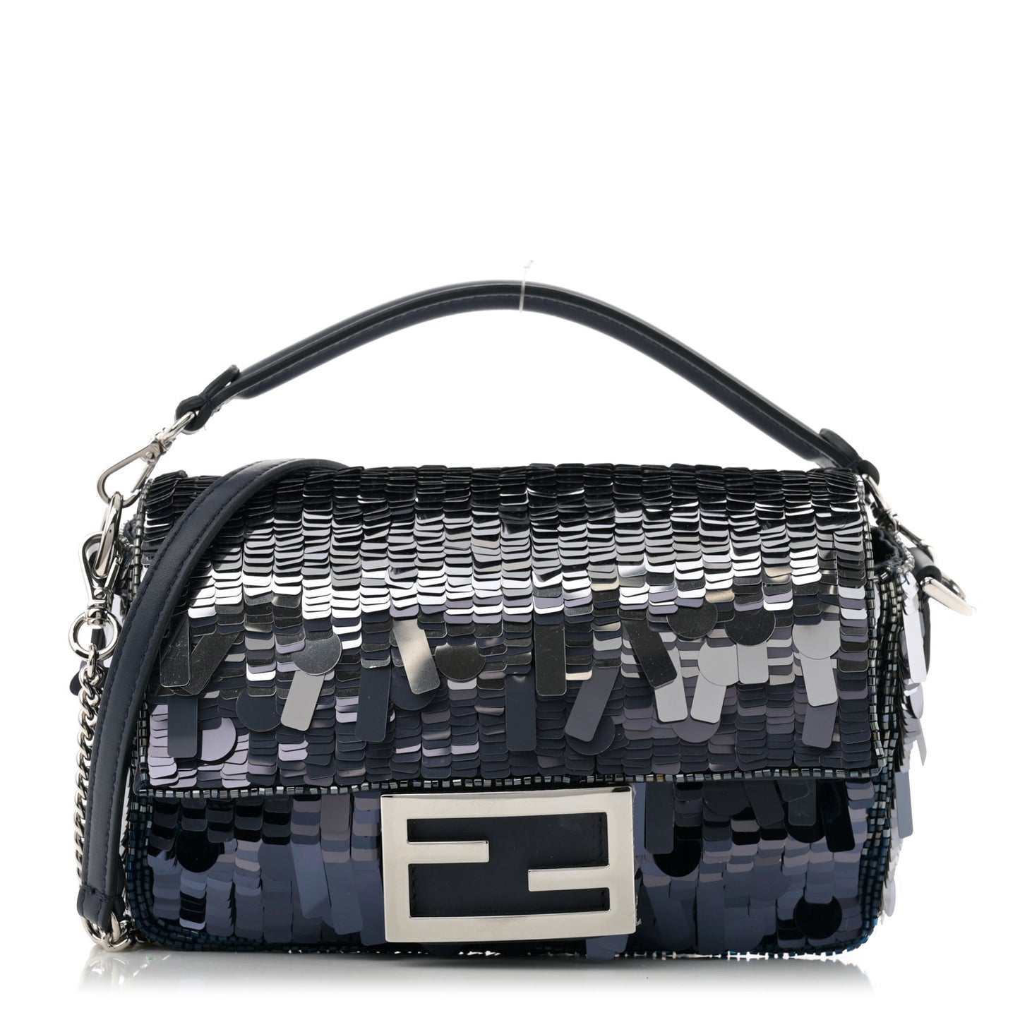 Sequin Paillettes Shiny Nappa Sex and the City Mini Baguette Midnight
