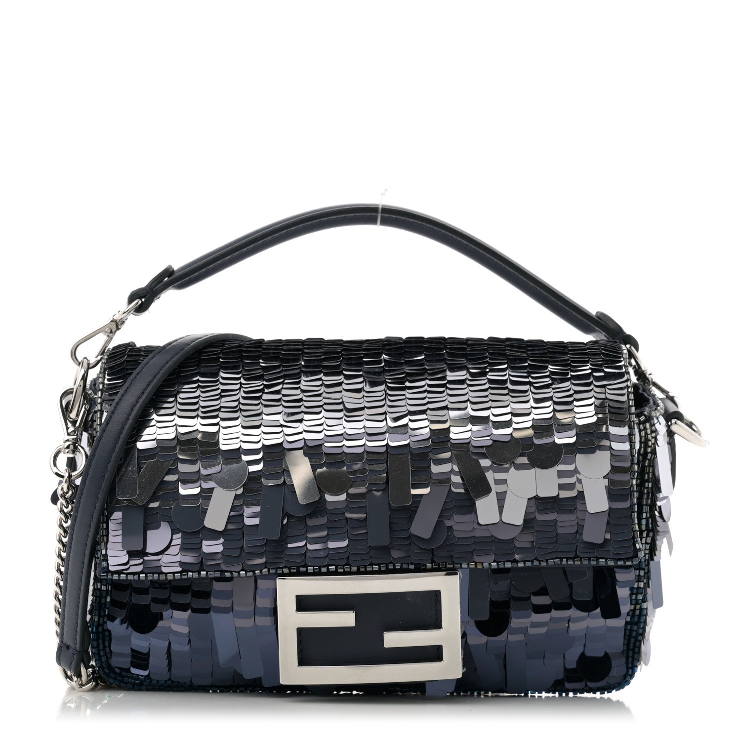 Fendi Sequin Paillettes Shiny Nappa Sex and the City Mini Baguette Midnight 1 of 10