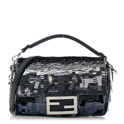 Fendi Sequin Paillettes Shiny Nappa Sex and the City Mini Baguette Midnight 1 of 10