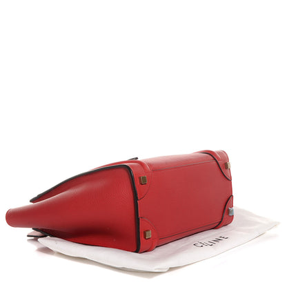 Celine Drummed Calfskin Micro Luggage Coquelicot 4 of 9