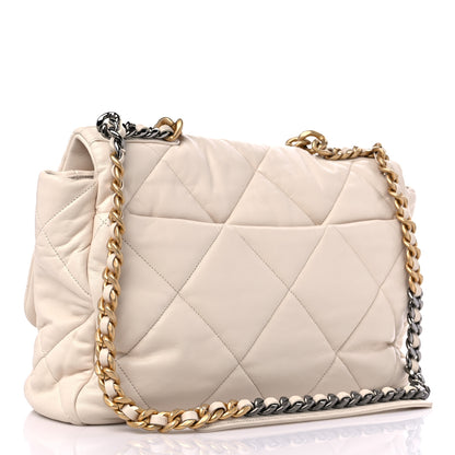 Chanel Lambskin Quilted Maxi Chanel 19 Flap Ivory 3 of 9
