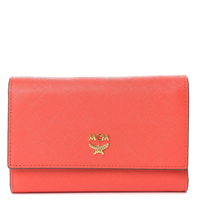 MCM Saffiano Tri-Fold Wallet Flap Poppy Red 1 of 9